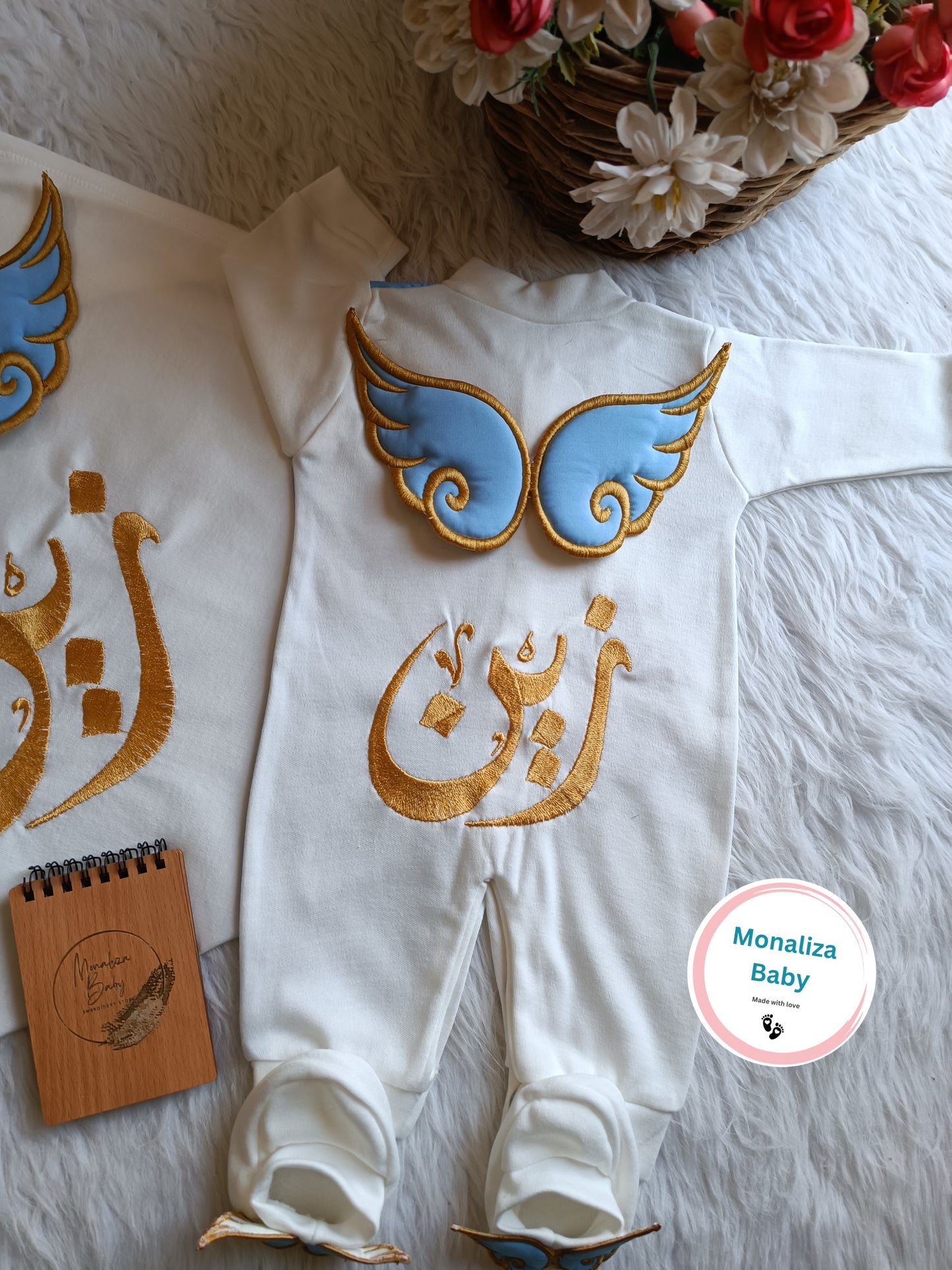 طقم استقبال بيبي ولد نص بيبي بلو وجناحات
