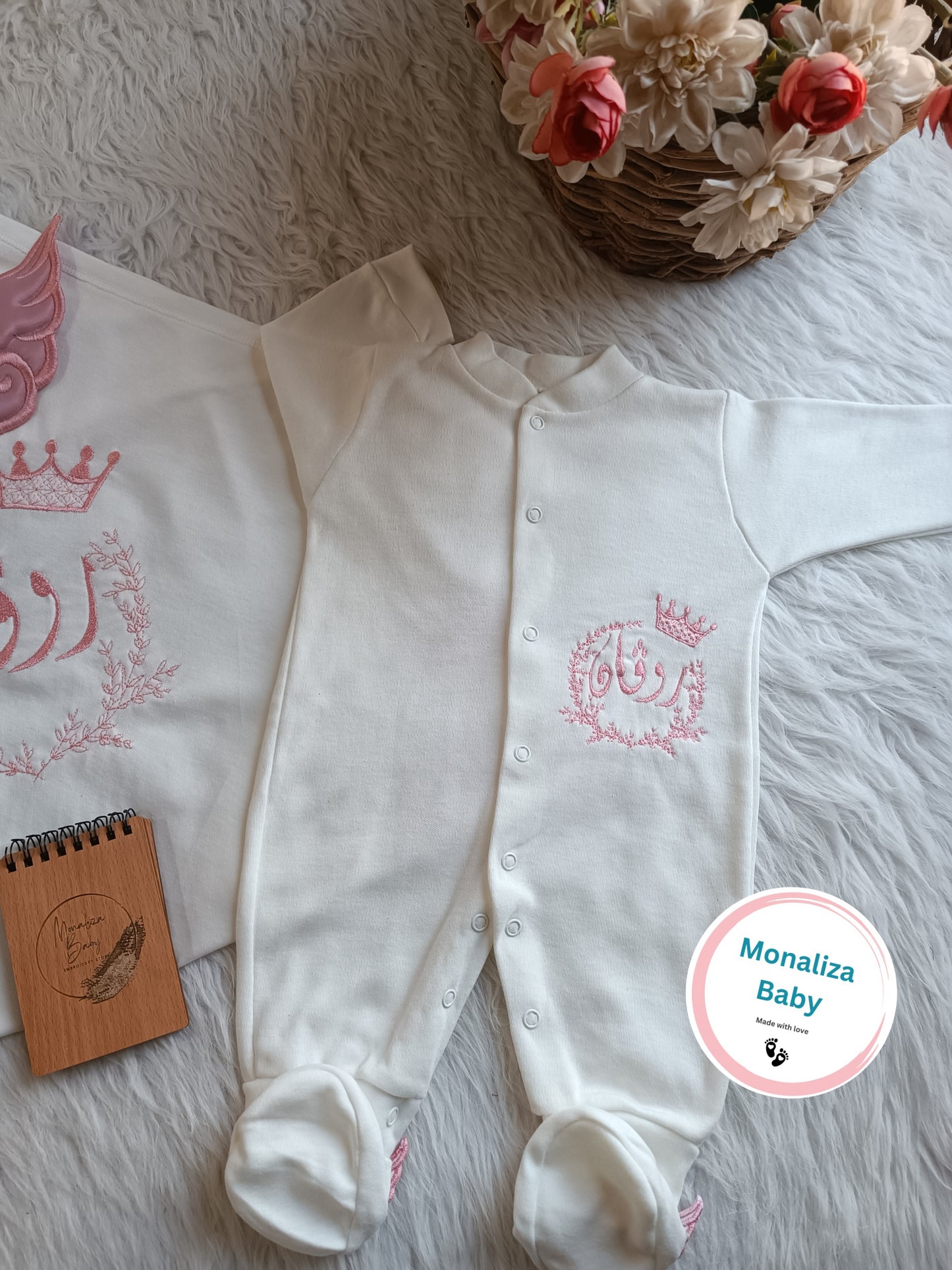 طقم استقبال بيبي بنت جناحات بينك