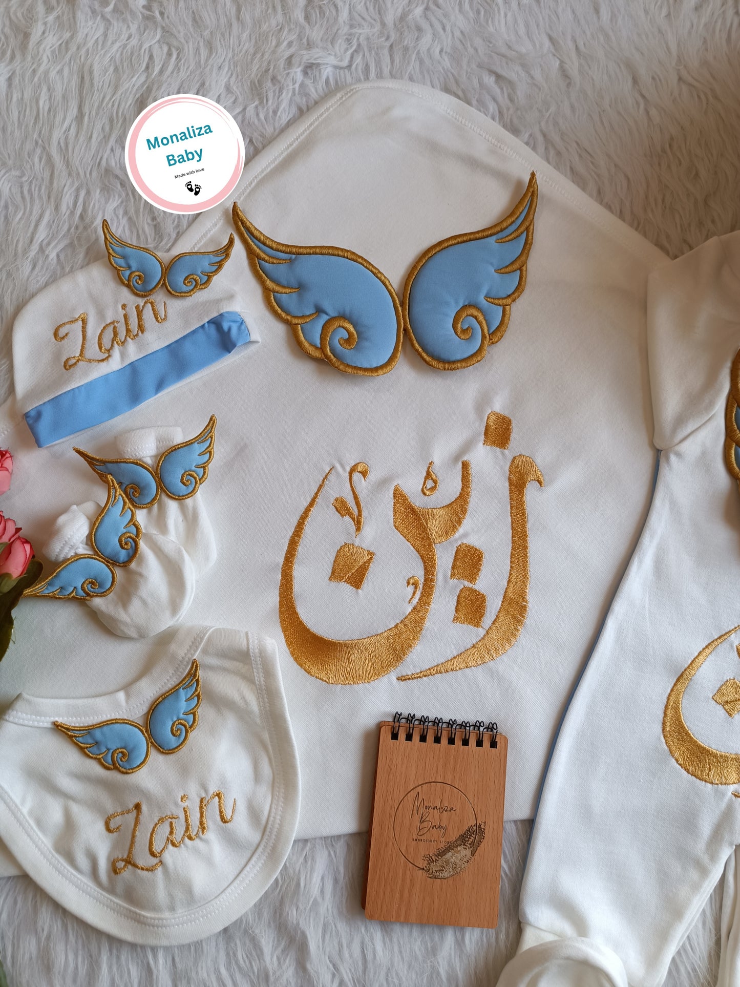 طقم استقبال بيبي ولد نص بيبي بلو وجناحات