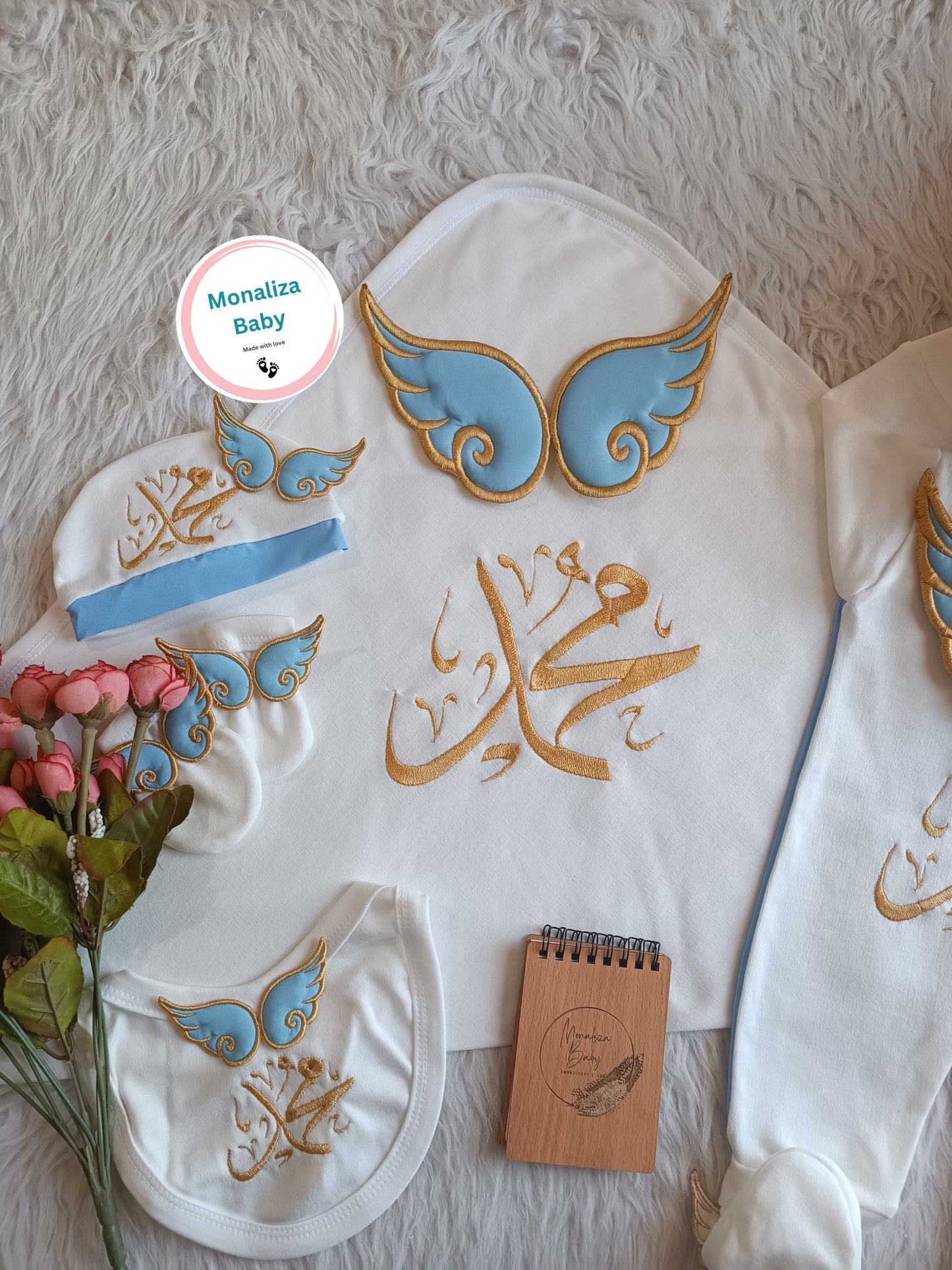 طقم استقبال بيبي ولد نص بيبي بلو وجناحات