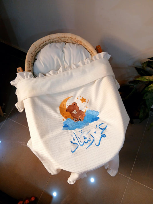 بطانية بيبي ثيم الدبدوب مع اسم طفلك